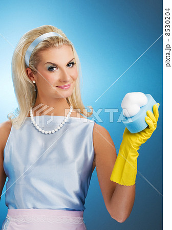 Beautiful happy housewife. Retro portrait 8530204