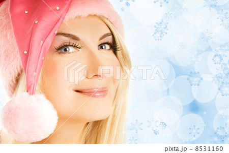 Beautiful mrs. Santa close-up portrait 8531160