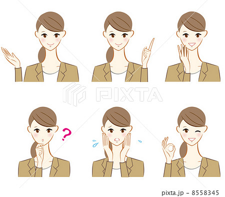 働く女性の色々なポーズ・表情 8558345