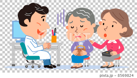 医師　高齢者　おばあさん　付き添い　イラスト 8569824