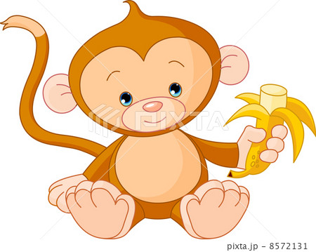 Baby Monkey eating banana 8572131