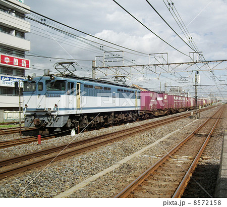 貨物列車　EF65　コンテナ　馬橋駅 8572158