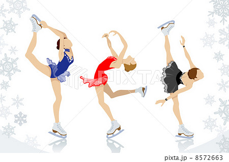 フィギュアスケート 女子 3人のイラスト素材