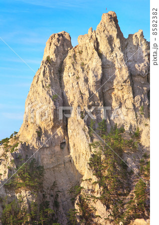 Rocky Mountain Peak  Ai-petri Crimea Landscape Summer day with blue sky on background 8582382