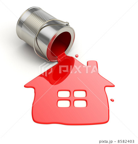 Spilt paint and house symbol. Paintig your home. Spilt paint and house symbol. Paintig your home. 8582403