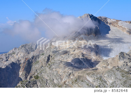 Rocky Mountains in Caucasus scenery of Fisht Peaks with Blue Sky and clouds 8582648
