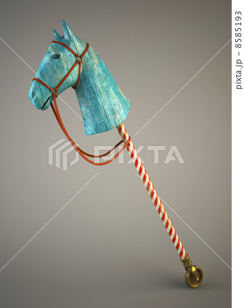 Blue wood horse on stick (symbol of the new year 2014) 8585193