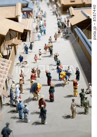 ミニチュア ジオラマ 人形 江戸 歴史 博物館 資料館 町 背景 景色の写真素材