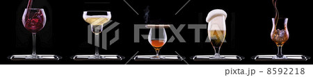 alcohol drinks set isolated on a black alcohol drinks set isolated on a black 8592218