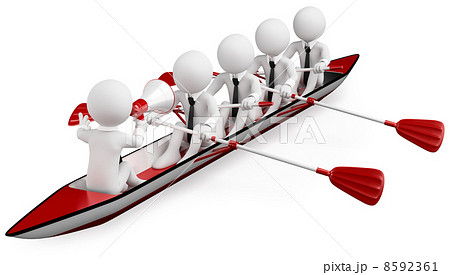3D white people. Teamwork and sport 8592361