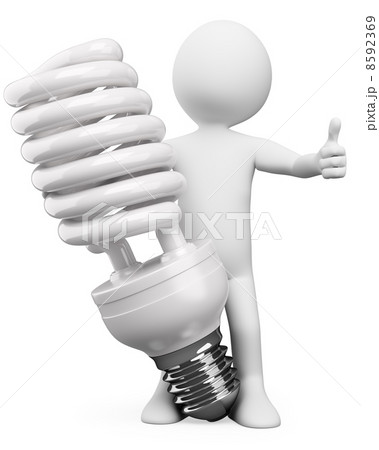 3D white people. Energy saver bulb 8592369