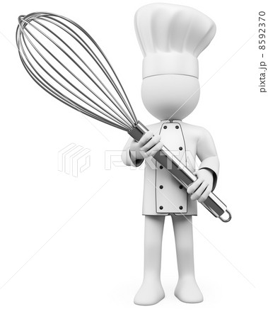 3D Cook posing with a mixer 8592370
