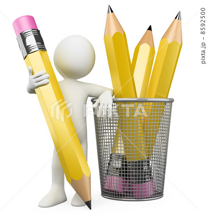 3D Man leaning on pencil holder 8592500