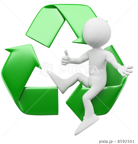 3D man sitting in the recycling symbol 8592501