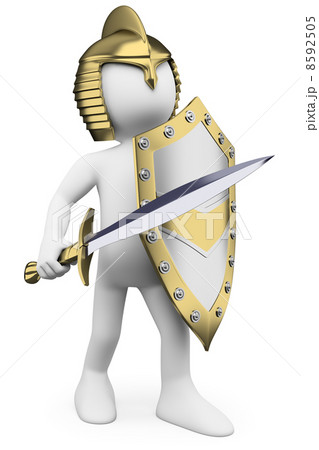 3D white people. Knight with sword helmet and shield 3D white people. Knight with sword helmet and shield 8592505