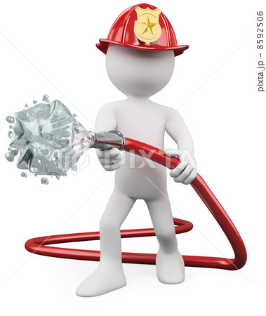 3D fireman putting out a fire 8592506