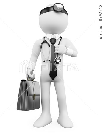 3D Doctor with a briefcase and a stethoscope 8592518