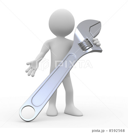 Man with a huge adjustable spanner 2 8592568