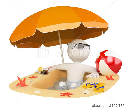 3D white people. Summer beach 8592572