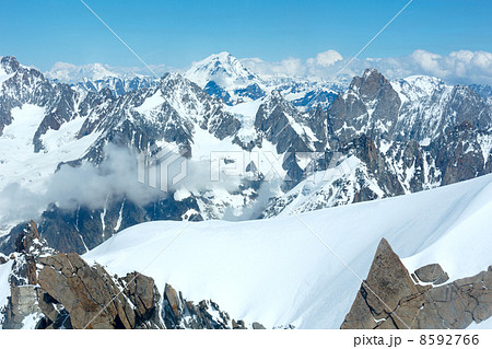 Mont Blanc mountain massif (view from Aiguille du Midi Mount, Fr 8592766