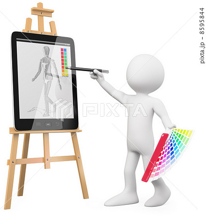 3D Artist - Artist painting in a tablet pc 8595844