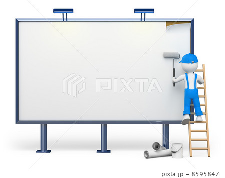 3D white people. Blank billboard 8595847