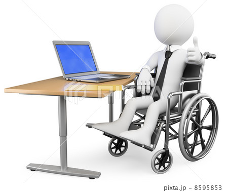 3D businessman white people. Handicapped office worker 8595853
