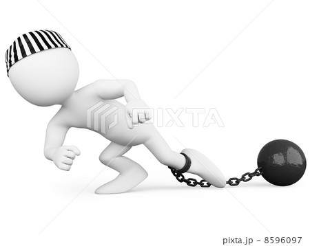 Prisoner dragging a heavy metal ball Prisoner dragging a heavy metal ball 8596097