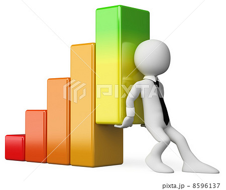 3D business white people. Economy bar graph 3D business white people. Economy bar graph 8596137