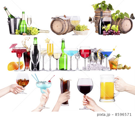 different  alcohol drinks set isolated 8596571