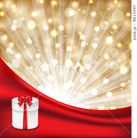 Gift box with red bow on glowing background Gift box with red bow on glowing background 8613497