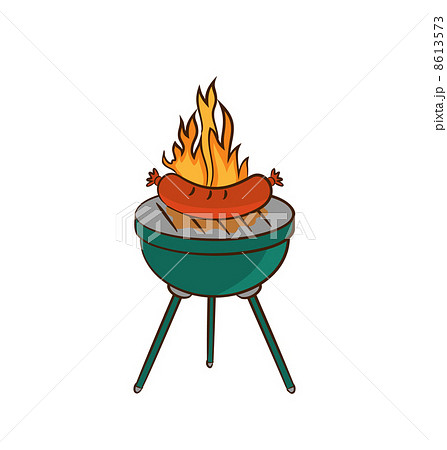 Barbecue with sausage and flame 8613573