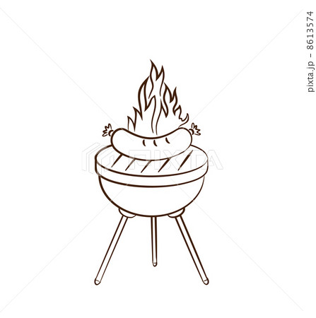 Barbecue with sausage and flame 8613574