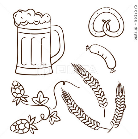 Octoberfest cartoon design elements (2), hand drawn style 8613575