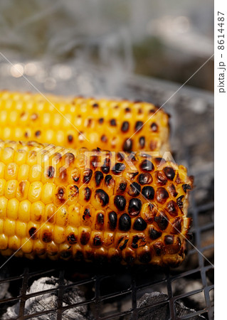 roasted sweet corns on the bbq grill 8614487