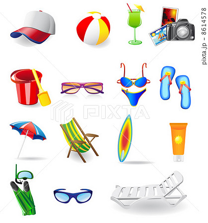 icons set for rest on a sun sea and beach 8614578