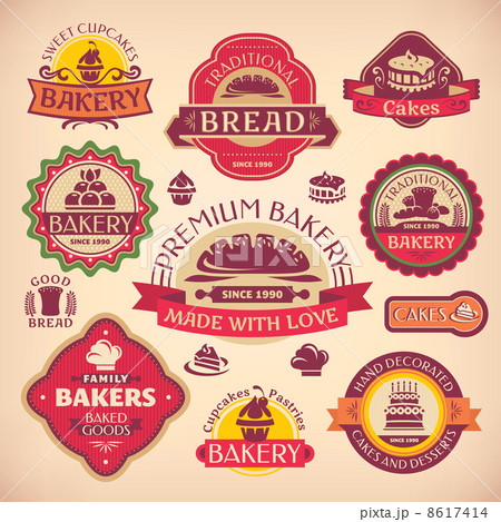 Set of vector vintage various bakery labels Set of vector vintage various bakery labels 8617414