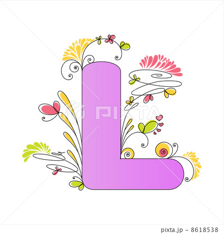 Colorful floral alphabet. Letter L 8618538