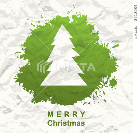 Painted Christmas tree. Crumpled paper 8618634