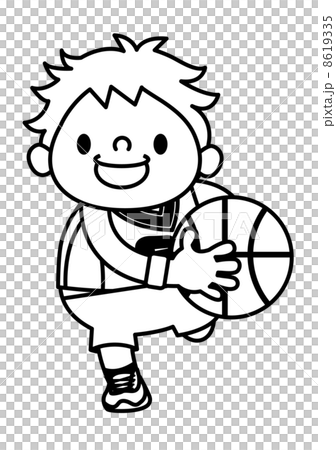 有籃球的男孩_線描 8619335