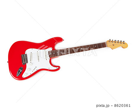 赤いエレキギターの写真素材