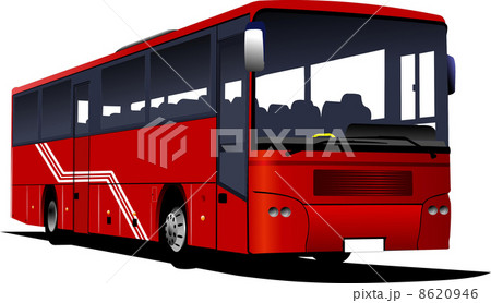 Red city bus. Tourist coach. Vector illustration Red city bus. Tourist coach. Vector illustration 8620946