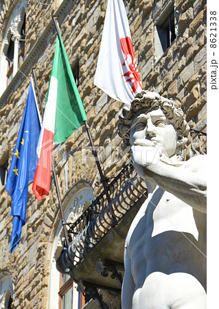 ダビデ像とイタリア国旗 8621338