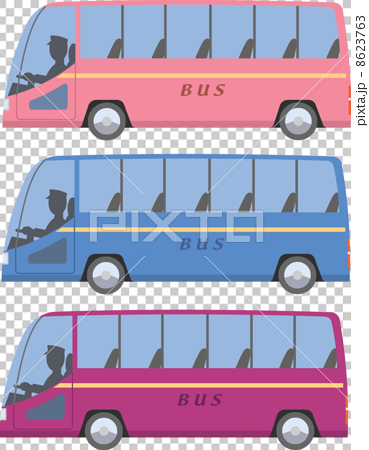 観光バス横バリエーションのイラスト素材