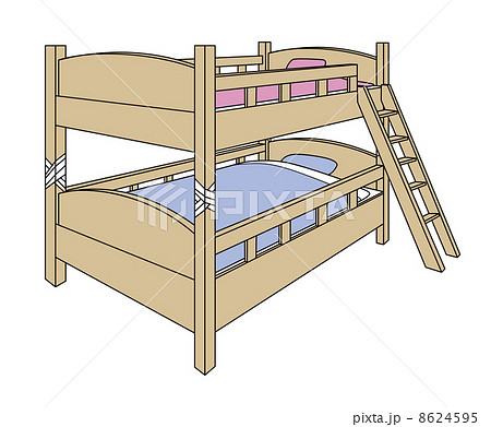 地震対策 2段ベッドは上下で固定のイラスト素材