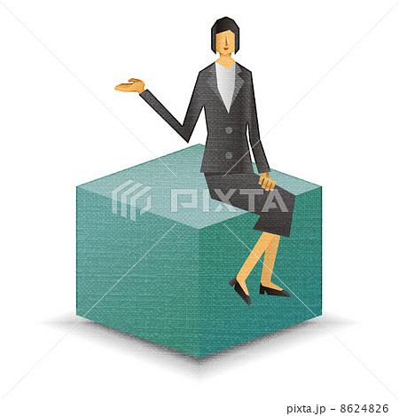 女性　OL　ブロック　座る　 8624826