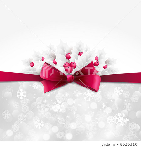Vector christmas background with  bow and holly 8626310