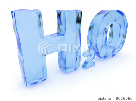 Blue H2O water 3d text. Isolated on white 8626666
