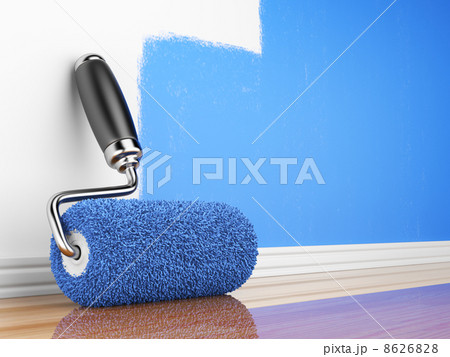 Painting of an empty wall. Renovation home. 3D illustration 8626828
