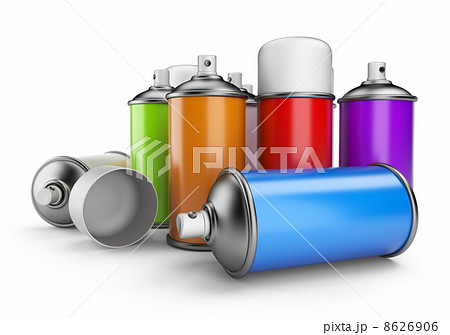 Group of spray can. 3D icon isolated on white background Group of spray can. 3D icon isolated on white background 8626906